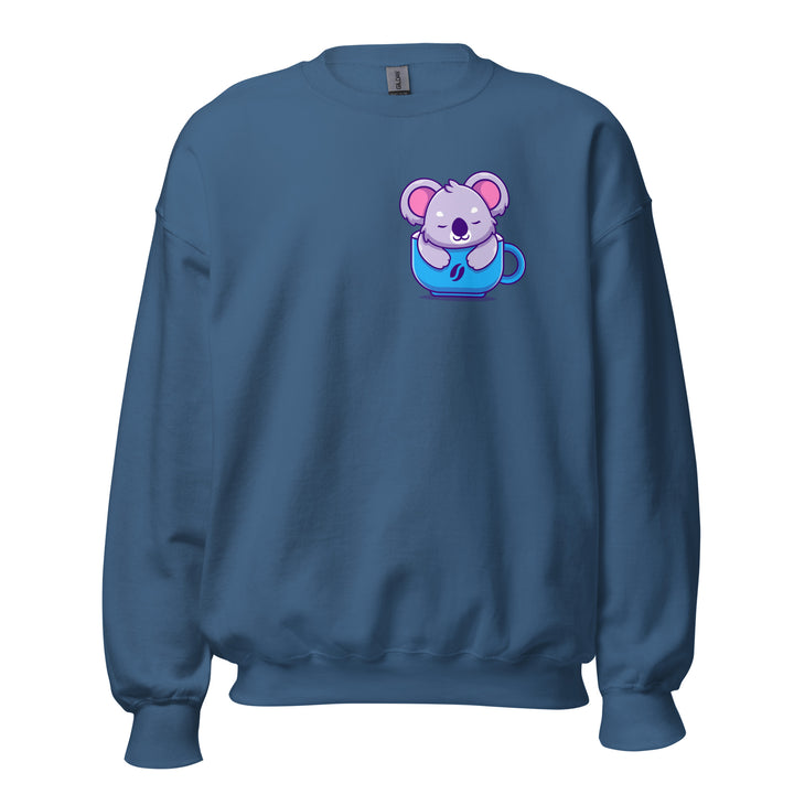 Koala Sleeping in a Cup Unisex Premium Sweatshirt - Indigo Blue / S - ArtyKoala