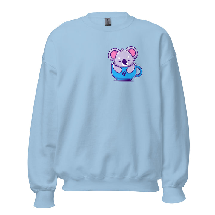 Koala Sleeping in a Cup Unisex Premium Sweatshirt - Light Blue / S - ArtyKoala