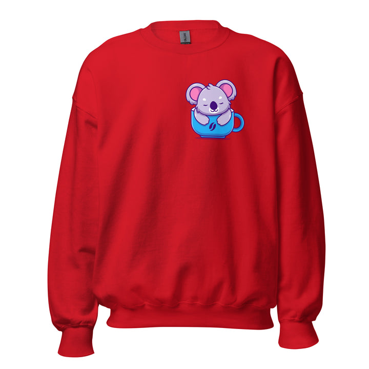 Koala Sleeping in a Cup Unisex Premium Sweatshirt - Red / S - ArtyKoala