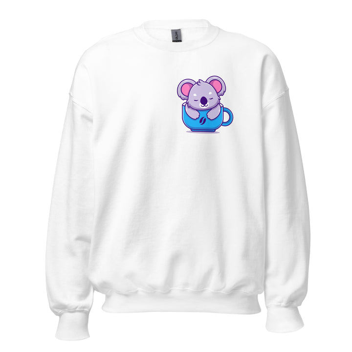 Koala Sleeping in a Cup Unisex Premium Sweatshirt - White / S - ArtyKoala