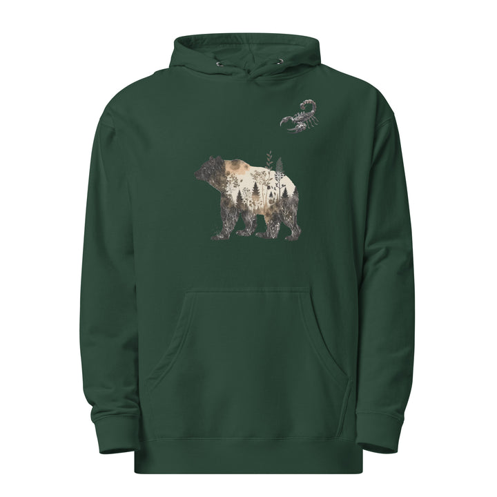 Wildlife Bear and Scorpion Men Premium Midweight Hoodie - Alpine Green / S - ArtyKoala