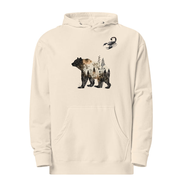 Wildlife Bear and Scorpion Men Premium Midweight Hoodie - Bone / S - ArtyKoala