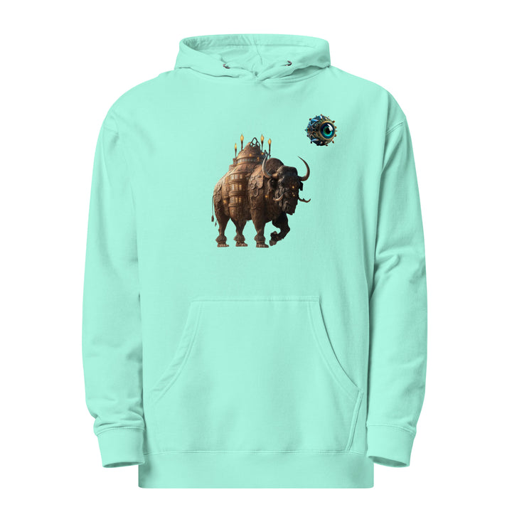 Mechanical Bison and Eye Men Premium Midweight Hoodie - Mint / S - ArtyKoala