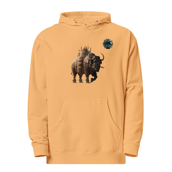 Mechanical Bison and Eye Men Premium Midweight Hoodie - Peach / S - ArtyKoala