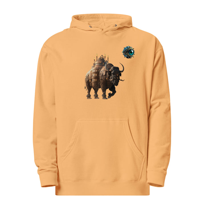 Mechanical Bison and Eye Men Premium Midweight Hoodie - Peach / S - ArtyKoala