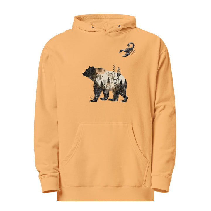 Wildlife Bear and Scorpion Men Premium Midweight Hoodie - Peach / S - ArtyKoala