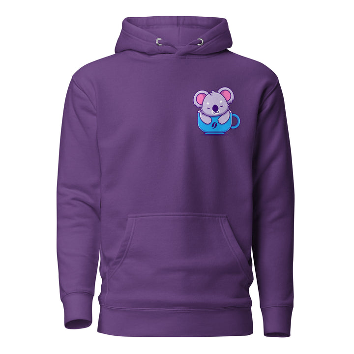 Koala Sleeping in a Cup Unisex Premium Hoodie - Purple / S - ArtyKoala