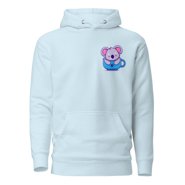 Koala Sleeping in a Cup Unisex Premium Hoodie - Sky Blue / S - ArtyKoala