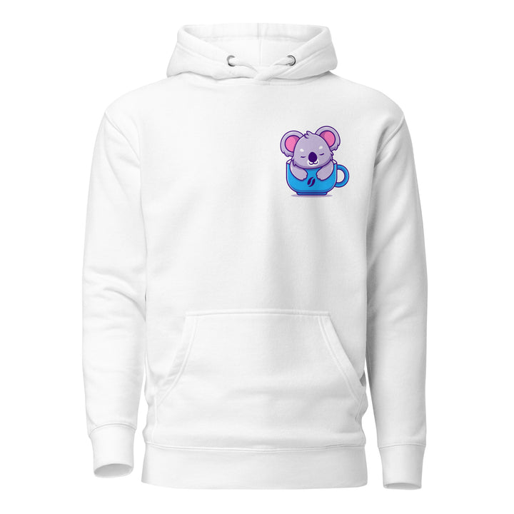 Koala Sleeping in a Cup Unisex Premium Hoodie - White / S - ArtyKoala