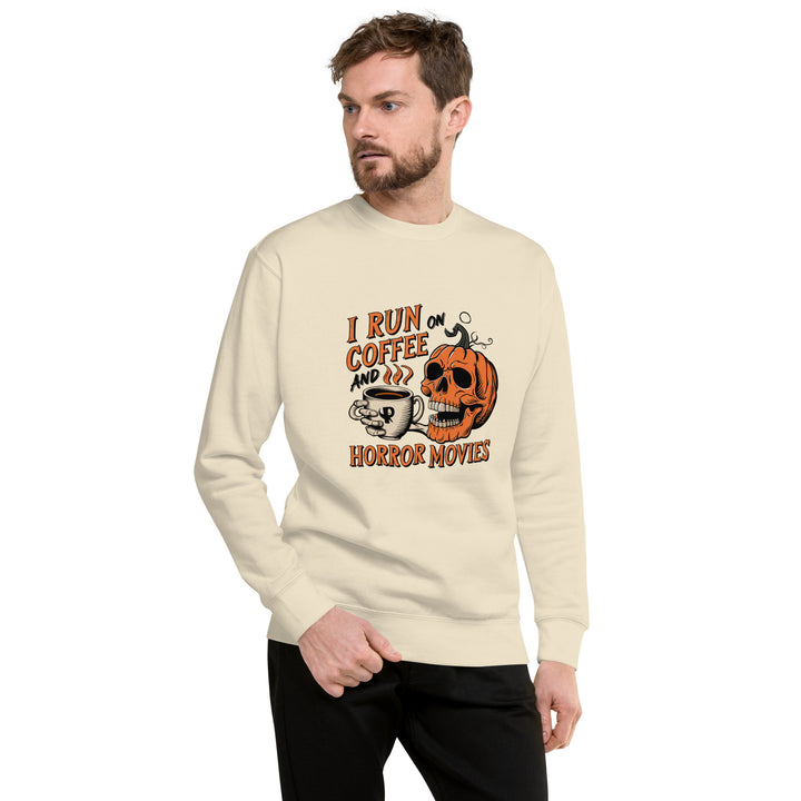 I Run on Coffee an Horror Movie Unisex Premium Halloween Sweatshirt - Bone / S - ArtyKoala