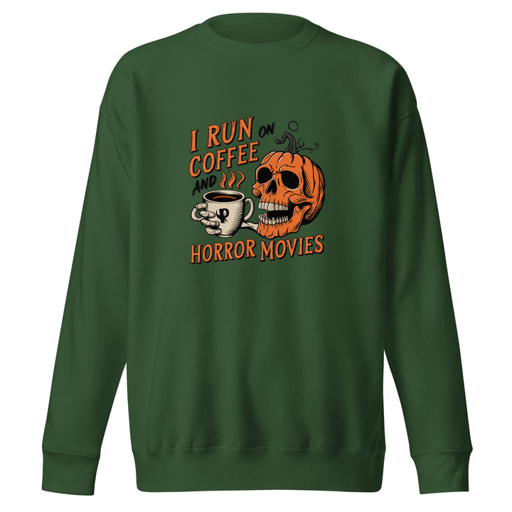 I Run on Coffee an Horror Movie Unisex Premium Halloween Sweatshirt - ArtyKoala