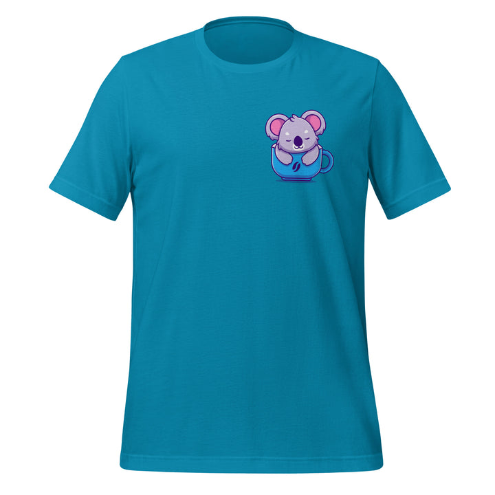 Koala Sleeping in a Cup Unisex Premium T-shirt - Aqua / S - ArtyKoala