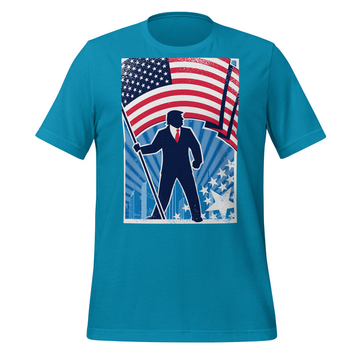 Trump USA Background Vertical Unisex T-shirt - Aqua / S - ArtyKoala