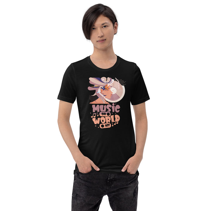 Music on World off Premium Cotton Unisex T-shirt - ArtyKoala