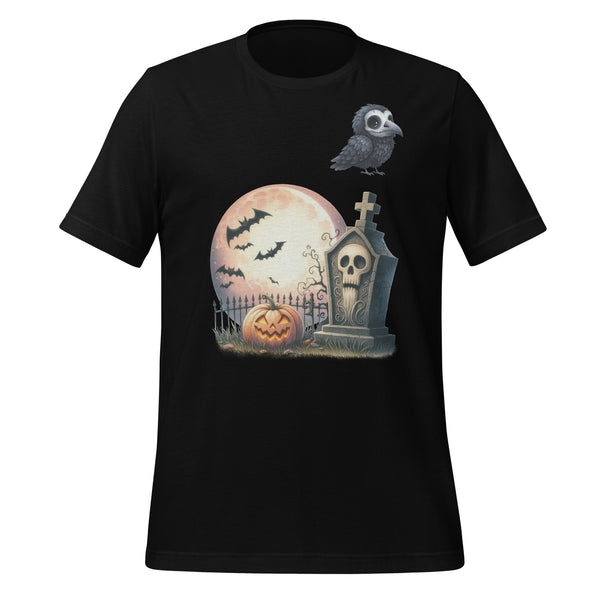 Bat Tomb and Crow Unisex Premium Halloween T-shirt