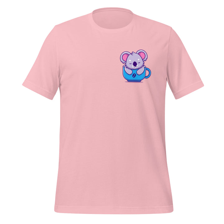 Koala Sleeping in a Cup Unisex Premium T-shirt - Pink / S - ArtyKoala