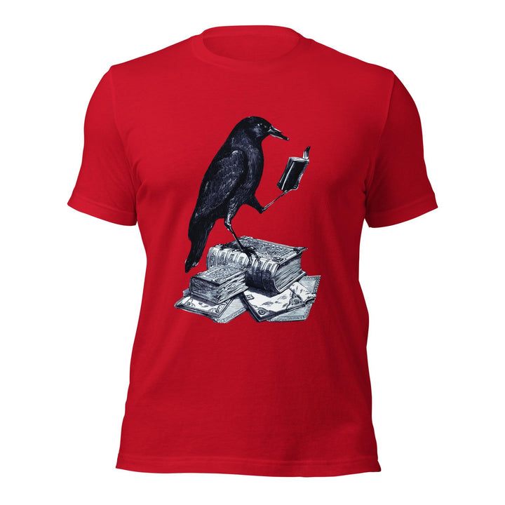 Reading crow Man t-shirt - Red / S - ArtyKoala