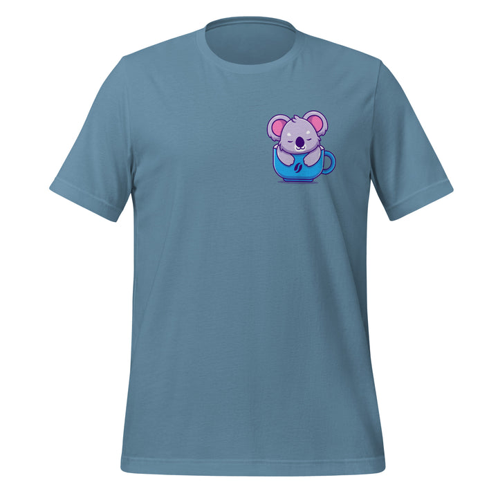 Koala Sleeping in a Cup Unisex Premium T-shirt - Steel Blue / S - ArtyKoala