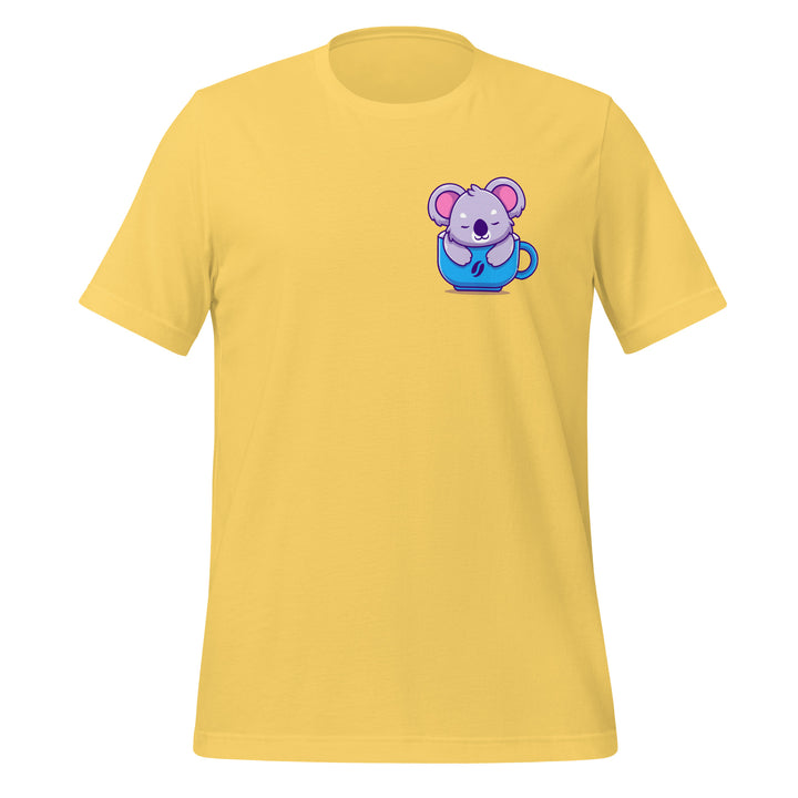 Koala Sleeping in a Cup Unisex Premium T-shirt - Yellow / S - ArtyKoala