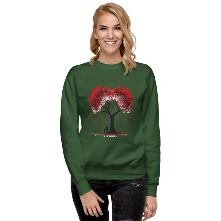 Valentine Tree Graphic Sweatshirt - Forest Green - S - ArtyKoala