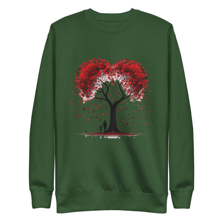 Valentine Tree Graphic Sweatshirt - Forest Green - S - ArtyKoala