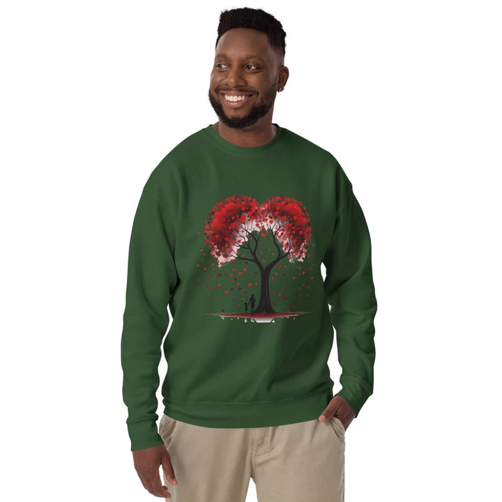 Valentine Tree Graphic Sweatshirt - Forest Green - S - ArtyKoala