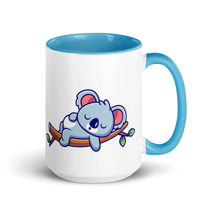 Very Tired Koala Mug with Color Inside - Blue / 15 oz - ArtyKoala