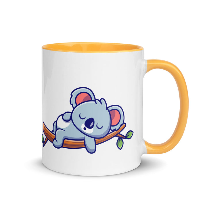 Very Tired Koala Mug with Color Inside - Golden Yellow / 11 oz - ArtyKoala