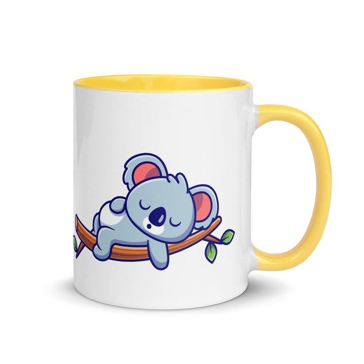 Very Tired Koala Mug with Color Inside - Yellow / 11 oz - ArtyKoala