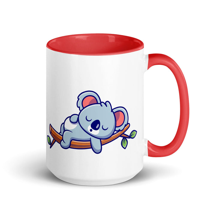 Very Tired Koala Mug with Color Inside - Red / 15 oz - ArtyKoala