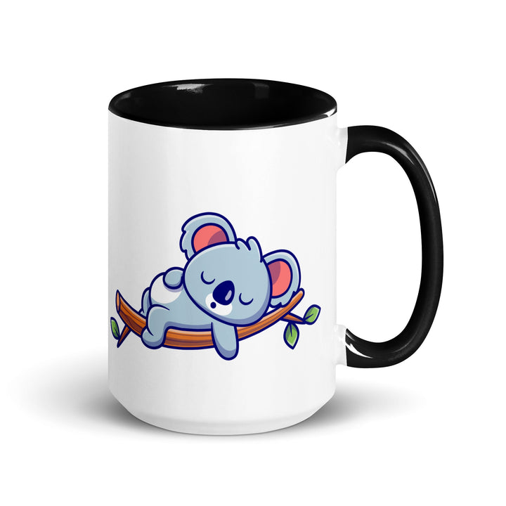 Very Tired Koala Mug with Color Inside - Black / 15 oz - ArtyKoala