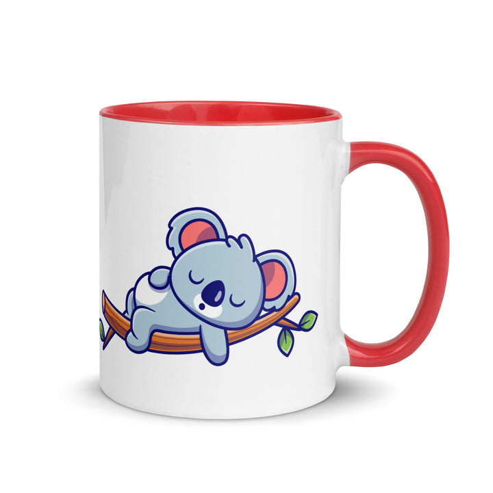 Very Tired Koala Mug with Color Inside - Red / 11 oz - ArtyKoala