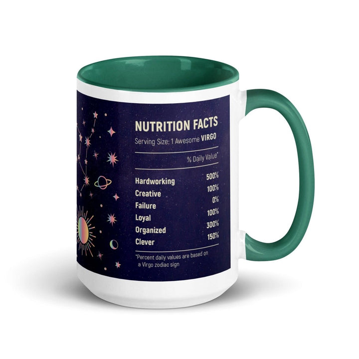 Virgo Colorful Print Mug - Dark green - 15 oz - ArtyKoala