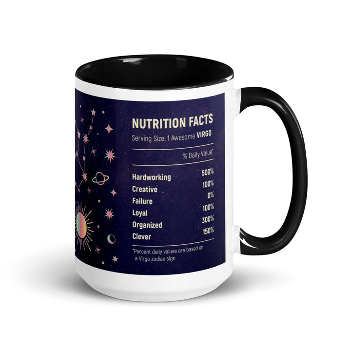 Virgo Colorful Print Mug - Black - 15 oz - ArtyKoala