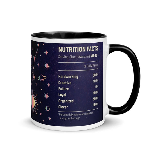 Virgo Zodiac Colorful Print Mug - Black - 11 oz - ArtyKoala