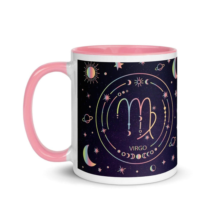 Virgo Zodiac Colorful Print Mug - Pink - 11 oz - ArtyKoala