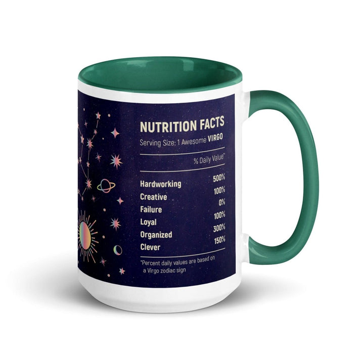 Virgo Zodiac Colorful Print Mug - Dark green - 15 oz - ArtyKoala