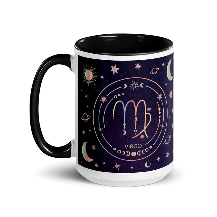 Virgo Zodiac Colorful Print Mug - Black - 15 oz - ArtyKoala