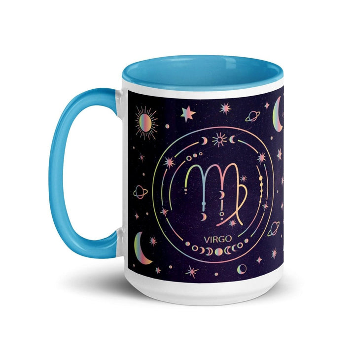 Virgo Zodiac Colorful Print Mug - Blue - 15 oz - ArtyKoala