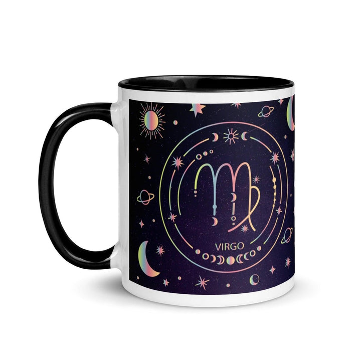 Virgo Zodiac Colorful Print Mug - Black - 11 oz - ArtyKoala