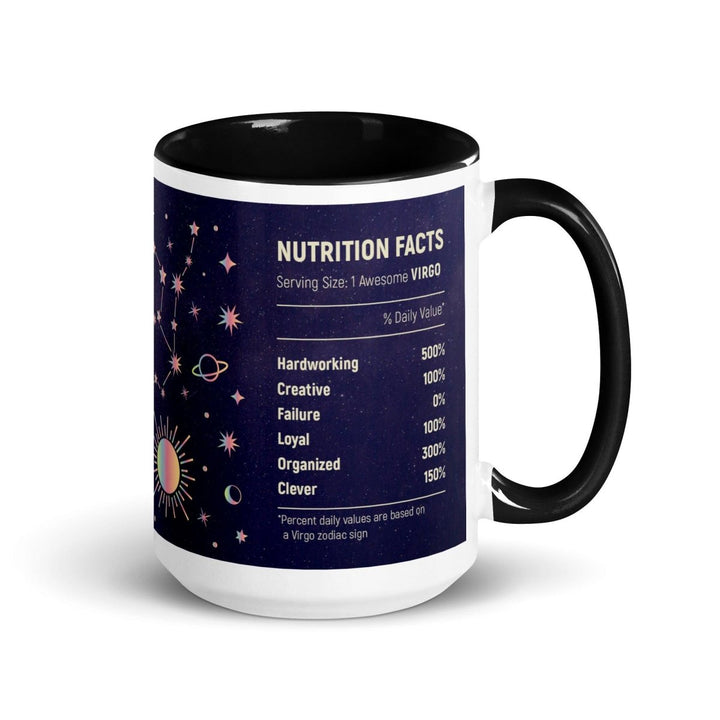 Virgo Zodiac Colorful Print Mug - Black - 15 oz - ArtyKoala