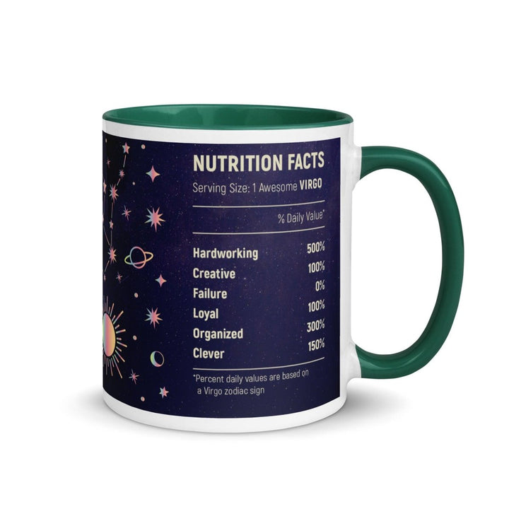 Virgo Zodiac Colorful Print Mug - Dark green - 11 oz - ArtyKoala