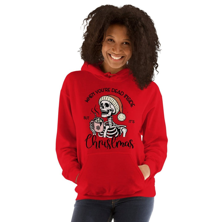 When You're Dead Inside Graphic Hoodie - Maroon - S - ArtyKoala
