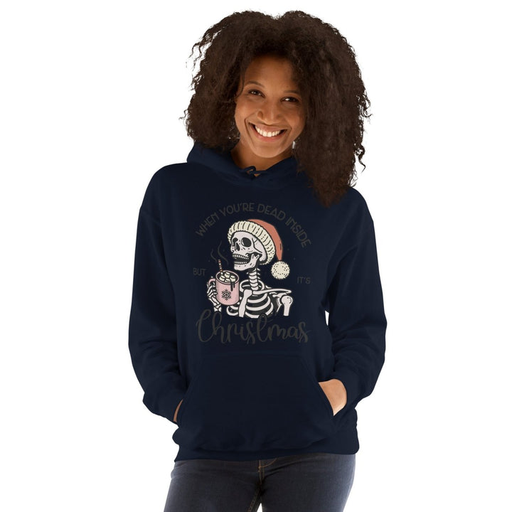 When You're Dead Inside Graphic Hoodie - Navy - S - ArtyKoala