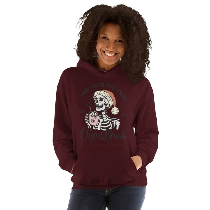 When You're Dead Inside Graphic Hoodie - Navy - S - ArtyKoala