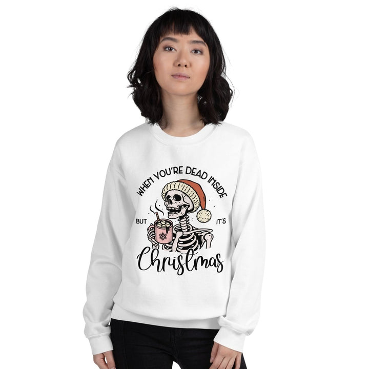 When You're Dead Inside Graphic Sweatshirt - White - S - ArtyKoala