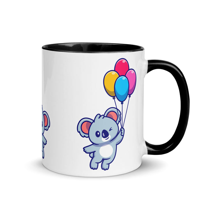 Koala with Balloons Mug with Color Inside - Black / 11 oz - ArtyKoala