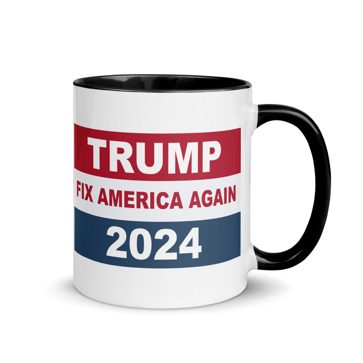 Tump Fix America Again 2024 Mug with Color Inside - Black / 11 oz - ArtyKoala