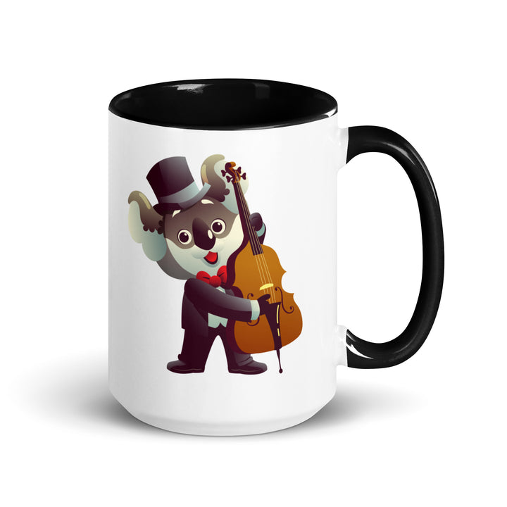 Koala Musicians Contra Bass Mug with Color Inside - Black / 15 oz - ArtyKoala