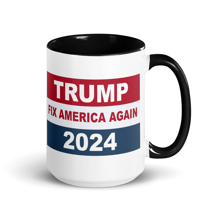 Tump Fix America Again 2024 Mug with Color Inside - Black / 15 oz - ArtyKoala